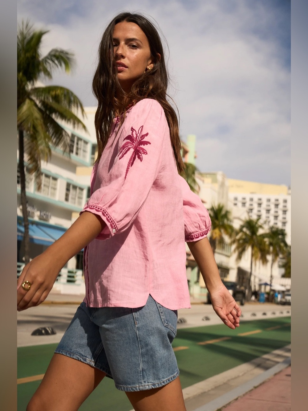 Sonmer Mily Pink Linen Blouse